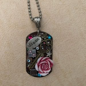 Embellished dog tag necklace